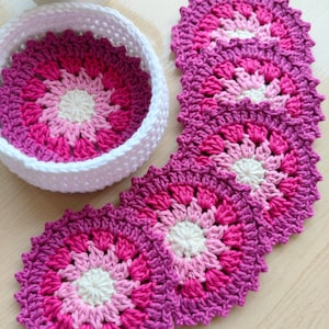 6 ***Set Of  Multicolor Crochet Coasters- Drink Coaster