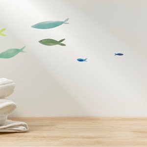 Calcomanía de pared de peces, vivaio de calcomanías de pared, decorazione del bagno, dormitorio infantile, pegatinas de peces de colores