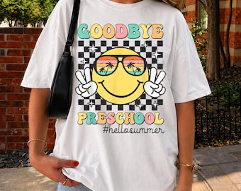 Goodbye Preschool Hello Summer Shirt, Last Day of School Graduation Tee for Kids