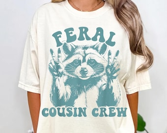 Retro Feral Cousin Crew Shirt, Family Reunion Summer Vacation Tee