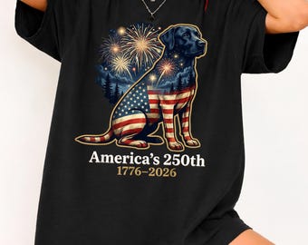 Labrador Patriotic Shirt, 250th Birthday Dog Lover Tee, 1776 2026 American Flag Lab T-Shirt