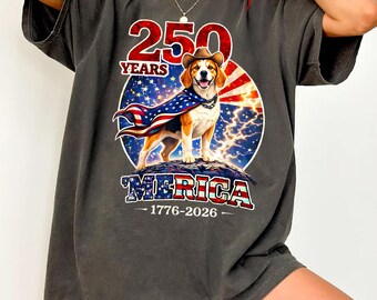 Beagle Patriotic Dog Shirt, 1776 2026 USA 250th Birthday Tee