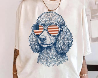 Patriotic Poodle Shirt, USA Flag Dog Mom Dad Freedom Tee, Unisex Shirt