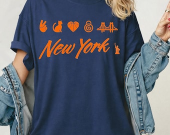 Camiseta de aficionado al baloncesto de Nueva York, camiseta del equipo con los cinco emojis iniciales, regalo de camiseta con 5 emojis para aficionados.