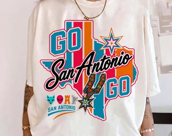 Go Spurs Go Shirt, San Antonio Basketball Fan Tee, Retro Texas Hoops Graphic T-Shirt, Game Day Spirit Gift, Unisex Vintage Basketball Tee