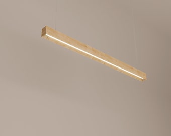 Houten hanglamp - VARDO hanglamp - rustiek houtlicht, moderne lineaire houten hangende verlichting, houten plafondlamp voor keuken-woonkamer