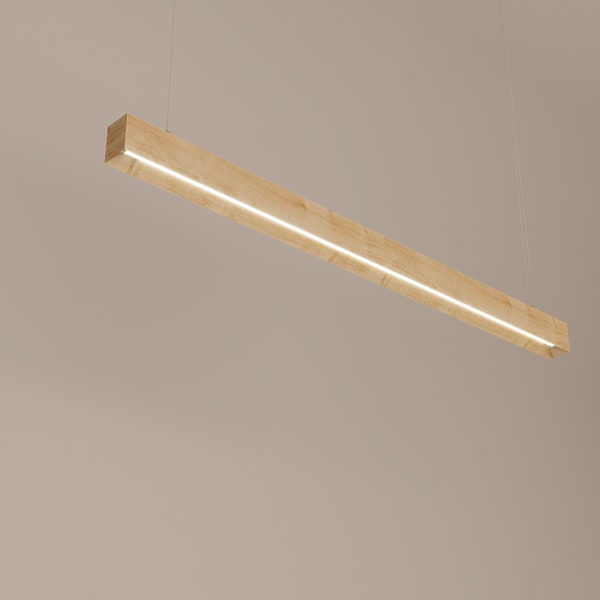 Wood Pendant Light - VARDO Hanging Light - Rustic Wood Light, Modern Linear Wood Hanging Lighting, Wood Ceiling Lamp for Kitchen-Living Room