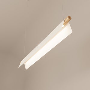 Wood Pendant Light- HALO Hanging Light -Contemporary Wood Light, Modern Linear Wood Hanging Light, Wood Ceiling Lamp for Kitchen-Living Room