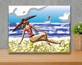 Woman on the beach Art for the interior Digital art 2D Art for the office Art for the dining room