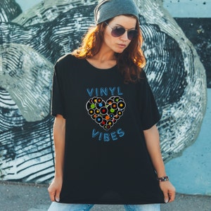 Vinyl Record Heart T-Shirt: Retro 80s Rave Music Tee