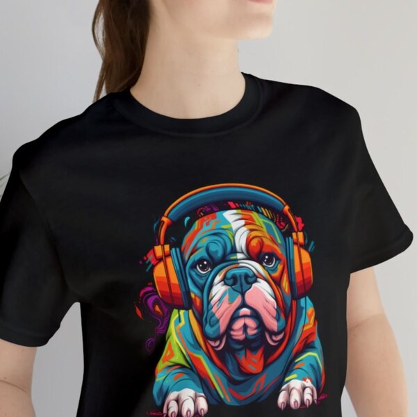 Bulldog Shirt, Music Shirt For Women, Animal Lover T-Shirt, Animal Shirt Men, Bulldog T-Shirt Design