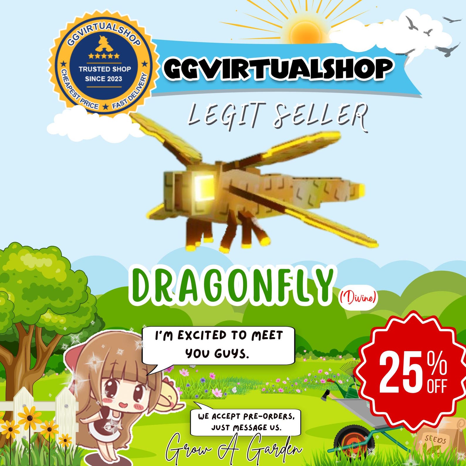 Grow A Garden Roblox Dragonfly Rare Legendary Mythical Divine Il F4lw 