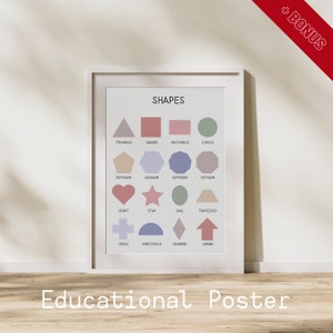 Cartel de varias formas, Cartel educativo, Impresión educativa de formas, Cartel Montessori, Cartel de guardería, Decoración del aula, Descarga digital