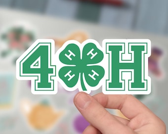 4H Green Clover Sticker, Four Leaf Clover, Lucky Shamrock, Kiss-Cut Sticker For Phone Case, Tumbler, Laptop.