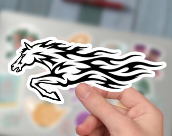 Raging Horse With Flame Sticker, Kiss-Cut Sticker, Sticker For Phone Case, Tumbler, Laptop.