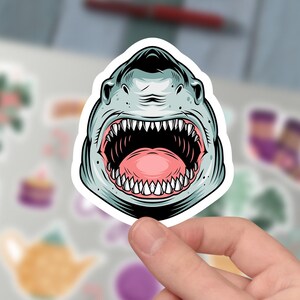 Shark Sticker, Shark Head Vinyl, Shark Attack, Ocean Life, Fishing Sticker, Kiss-Cut, Sticker For Tumbler.