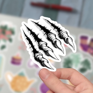 Claw Scratch Sticker, Beast Claw Marks Vinyl, Claw Print, Wild Animal Scratches, Sticker For Laptop, Planner, Tumbler, Kiss-Cut Sticker.