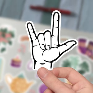 I Love You Hand Sign Sticker, I Love You Hand Sign Vinyl, ASL, Sign Language, Kiss-Cut, Sticker For Tumbler And Planner.