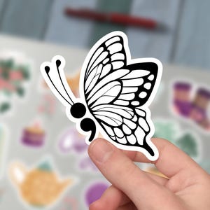 Semicolon Butterfly Sticker, Mental Health Awareness, Suicide Prevention, Kiss-Cut Sticker,  Sticker For Tumblers, Laptops And Planners.