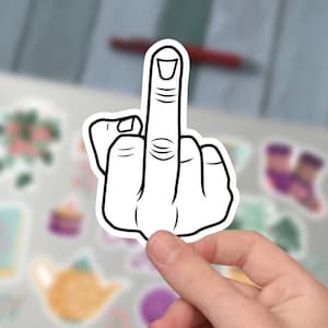 Middle Finger Sticker, Hand Sign Vinyl, Hand Gesture, Kiss-Cut Sticker, Vinyl, Sticker For Tumbler And Laptop.