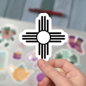 Zia Sun Sticker, New Mexico Sticker, New Mexico Flag, New Mexico State, Vinyl, Kiss-Cut Sticker, Sticker For Tumbler And Laptop.