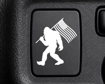 Bigfoot American Flag Button Decal, Blank Button Vinyl Sticker for Car.