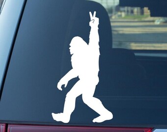 Bigfoot Peace Sign Sticker, Sasquatch, Vinyl Decal For Car Window and Bumper.