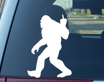 Bigfoot Middle Finger Sticker, Sasquatch, Vinyl Decal For Car Window and Bumper.