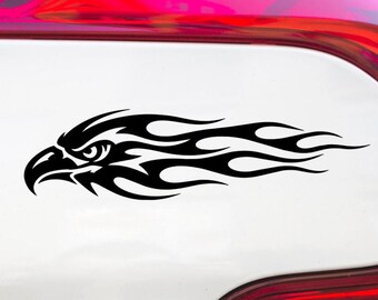 Raging Eagle With Flame Sticker, Vinyl Decal For Car Window and Bumper.