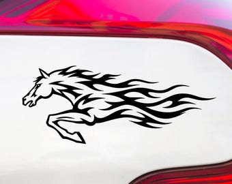 Raging Horse With Flame Sticker, Vinyl Decal For Car Window and Bumper.