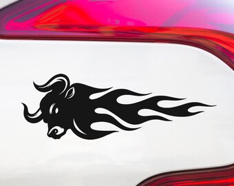 Raging Bull Flame Sticker, Vinyl Decal For Car Window and Bumper.