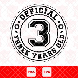 Officiële drie jaar oude SVG, 3e verjaardag tshirt SVG, derde verjaardagsfeestje, feestvarken, feestvarken. Vector gesneden bestand voor Cricut.