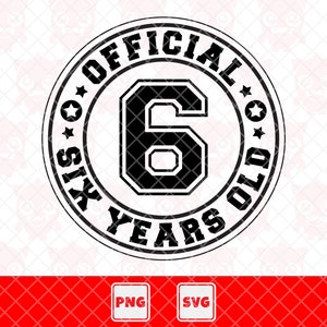 Officiële zes jaar oude SVG, officiële zes jaar oude PNG, 6e verjaardag shirt, feestvarken, feestvarken. Vector gesneden bestand voor Cricut.