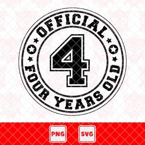 offizielle vier Jahre alte svg, offizielle vier Jahre alte Png, 4.Geburtstags-Shirt, Geburtstagsjunge, Geburtstagskind. Vektorschnittdatei für Cricut.