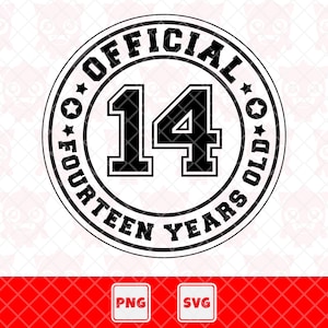 offizielles 14 Jahre altes svg, offizielles 14 Jahre altes Png, 14. Vektorschnittdatei für Cricut.