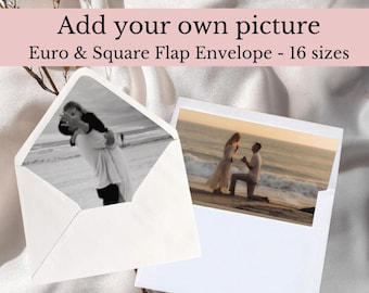 Photo Envelope Editable Liner Template |Add Your own Picture | Personalised Euro and Square Flap | DIY Custom in Canva (16 Popular Sizes)