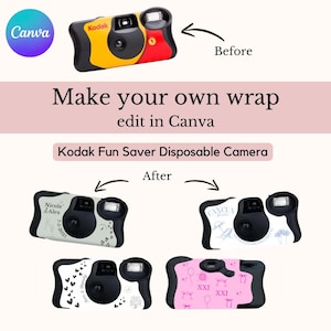Avvolgi la fotocamera KODAK Funsaver Sjabloon / In Canva: crea il tuo design digitale / Adesivo stampabile per il prodotto digitale della fotocamera usa e getta Kodak