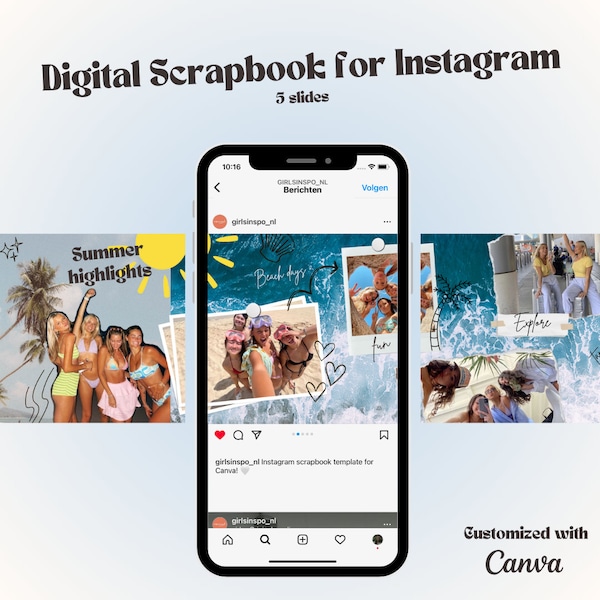 Modèle Instagram Scrapbook numérique - Digital Scrapbook Post Canva - DIY Instagram Scrapbook - Memory Book - IG post