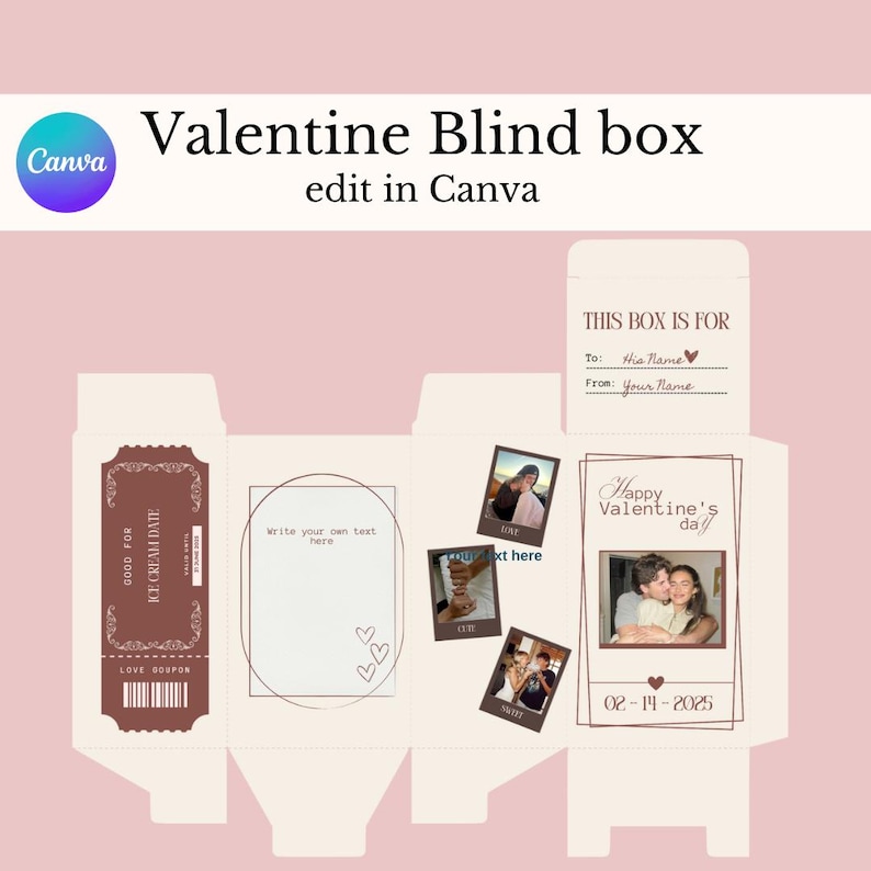 Blind Box Valentine | CUSTOM in Canva | Editable Valentine Box ...