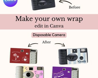 使い捨てカメラのラッピング | Canvaでデジタル編集可能 | デザインをカスタマイズ | テンプレートカバー | 使い捨てカメラ用印刷可能なステッカー
