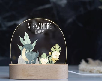 Personalized night lamp, personalized night light, child's room, baby birth gift, baptism gift, birthday gift, dinosaur