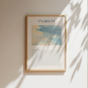 Psalm 91, Psalm 91 sztuka ścienna, Chrześcijańska dekoracja ścienna do druku, Wydruk wersetu biblijnego, Chrześcijańska nowoczesna dekoracja domu, Psalm 23 sztuka ścienna
