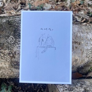 Biglietto pieghevole “Tu ed io” | Due gatti su una scatola | Formato A6 | Carta sostenibile da 400 g | Amicizia | Amore | Regalo perfetto