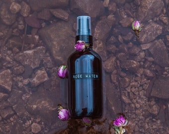 Rose Water | 4oz | Nourishing | Hair + Skin | Natural Toner | Hydrate + Soothe | Vitamins | Antioxidants