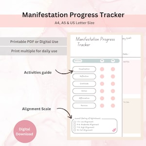 Quanten Manifestation Fortschritt Tracker, Gesetz der Anziehung Journal, digitaler Download druckbar, Zielverfolgung, Manifestation Planer