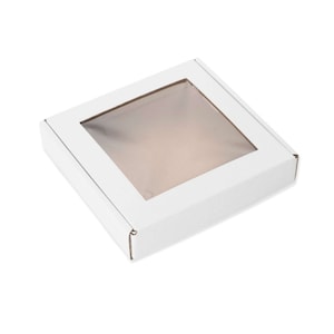 11x11x3cm _ Caja plegable con ventana 4,33 x 4,33 x 1,18 pulgadas, blanco, cartón kraft - Set: 5 / 10 / 20 piezas