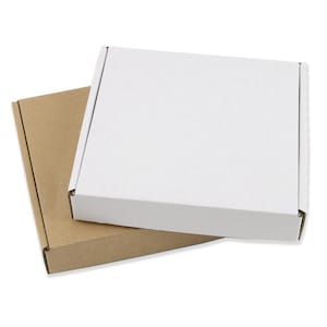 Faltschachtel, 11 x 11 x 2 cm (4,33 x 4,33 x 0,79 Zoll), braun, Kraftkarton – Set: 5 / 10 / 20 Schachteln