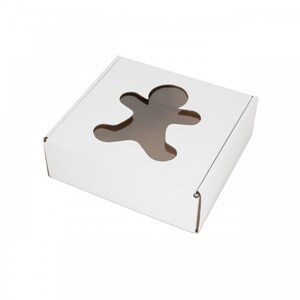 11x11x3cm _ Folding box with window cookies 4.33 x 4.33 x 1.18 inch, white, kraft cardboard - Set: 5 / 10 / 20 boxes