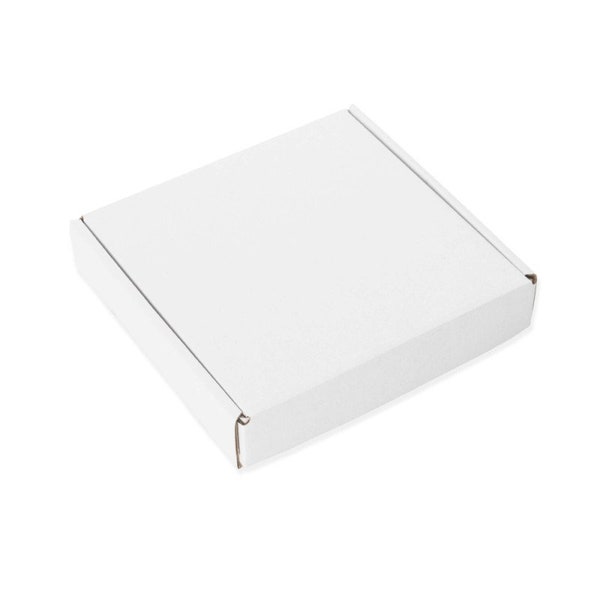 11x11x3 cm _ Scatola pieghevole 4,33 x 4,33 x 1,18 pollici, bianco, cartone kraft - Set: 5 / 10 / 20 scatole