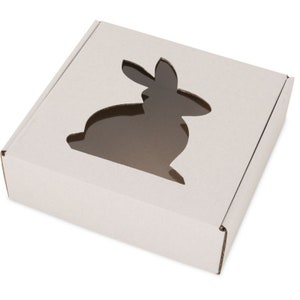 30x30x10cm _ Folding box with hare window 11.81 x 11.81 x 3.93 inch, white, kraft cardboard - Set: 5 / 10 / 20 boxes